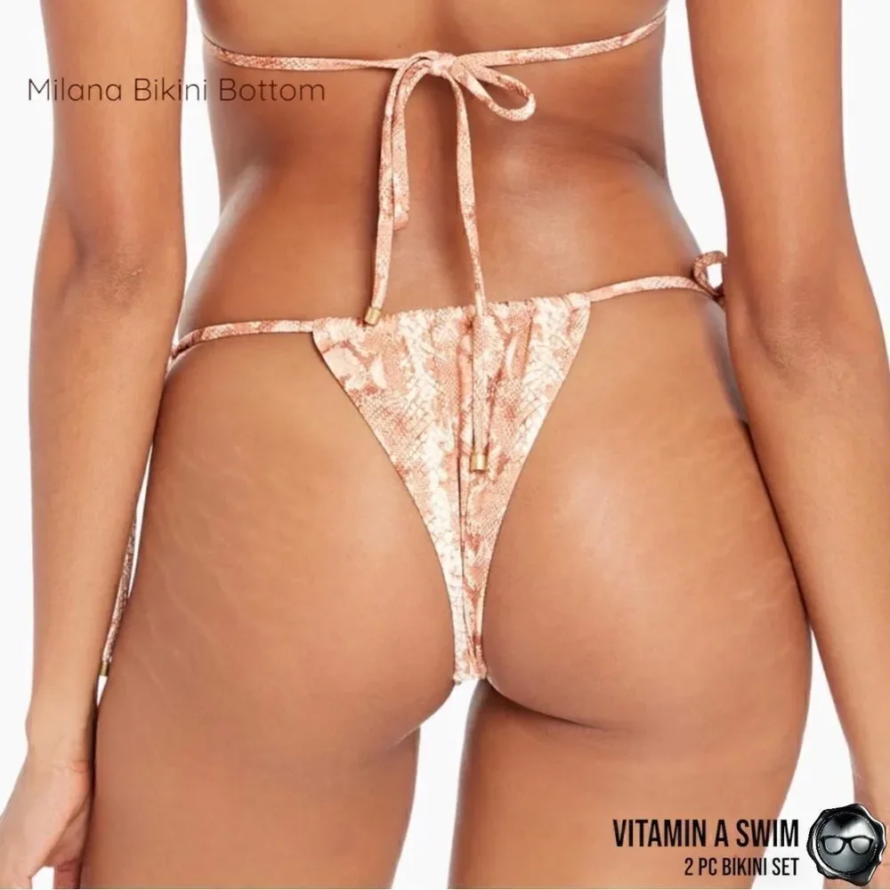 VITAMIN A SWIM MILANA 2-PIECE BRAZILIAN BIKINI SET IN LTD EDITION SAND SNAKE NEW